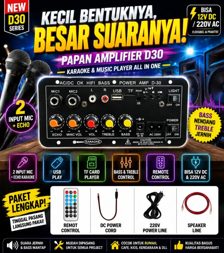 Amplifier d30 tanpa layar