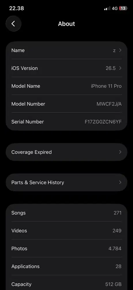 iPhone 11 Pro 512GB inter all operator