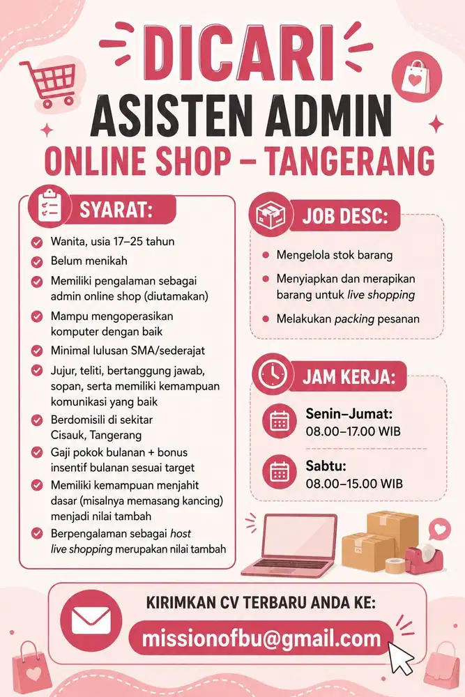 Lowongan Admin Online Shop