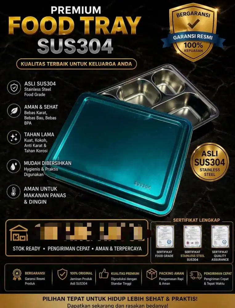 foodtray / ompreng 100% sus304