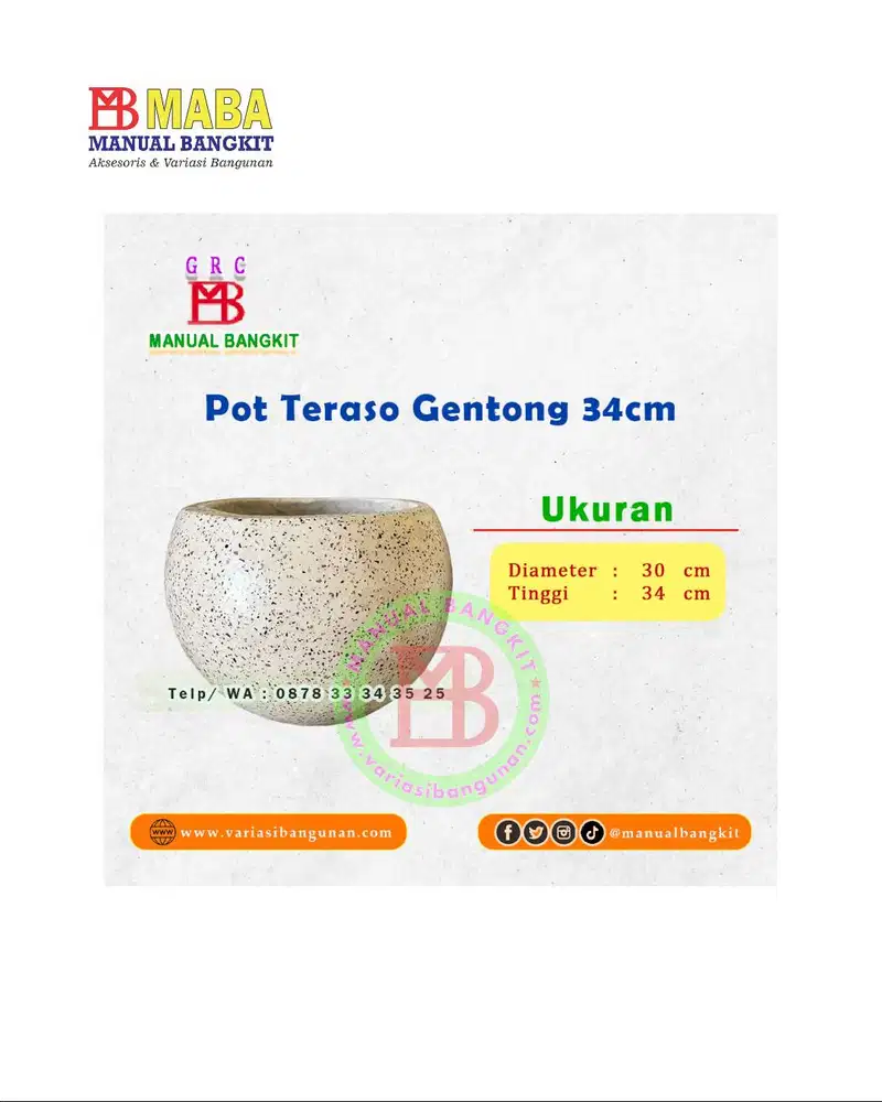 Pot Teraso Bulat Minimalis