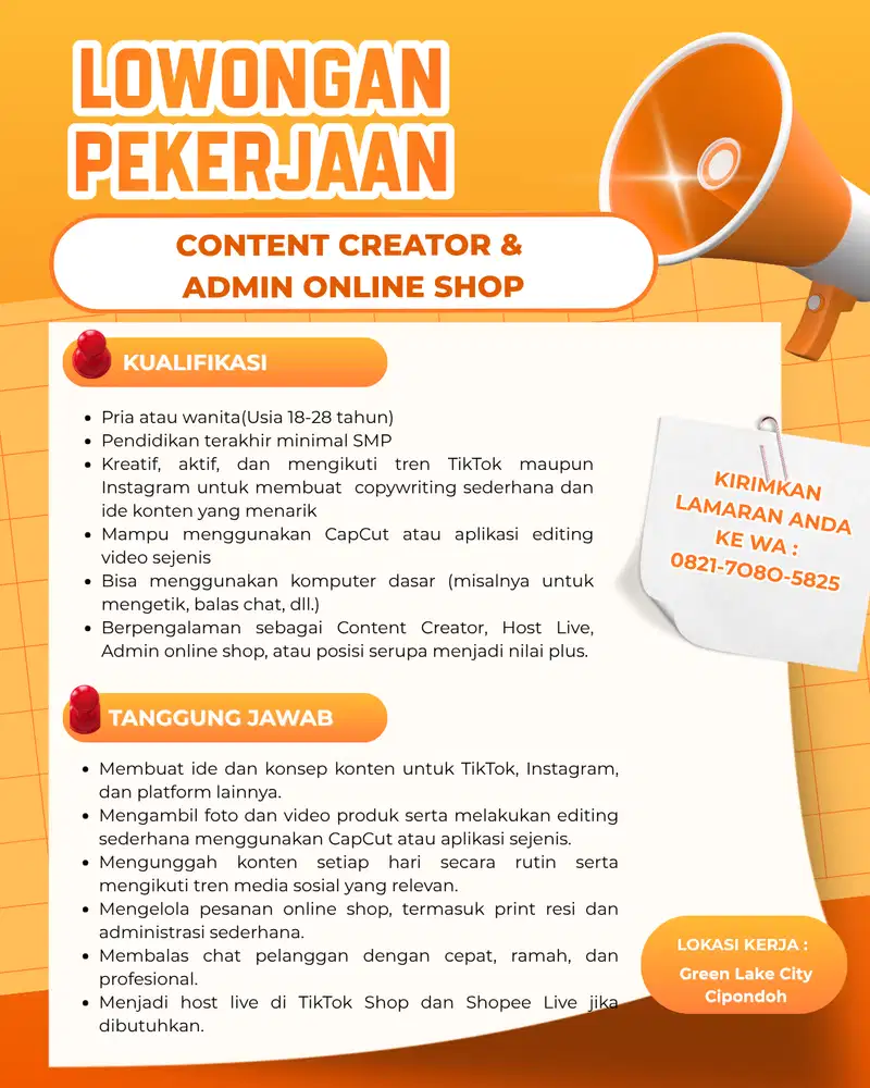 CONTENT CREATOR & ADMIN ONLINE SHOP