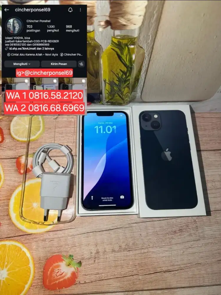 Jual hp likenew IPHONE 13 128gb iBox tangan pertama grns on 07 2026