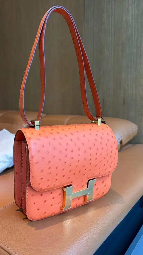 Hermes Constance 24 Orange Ostrich GHW X