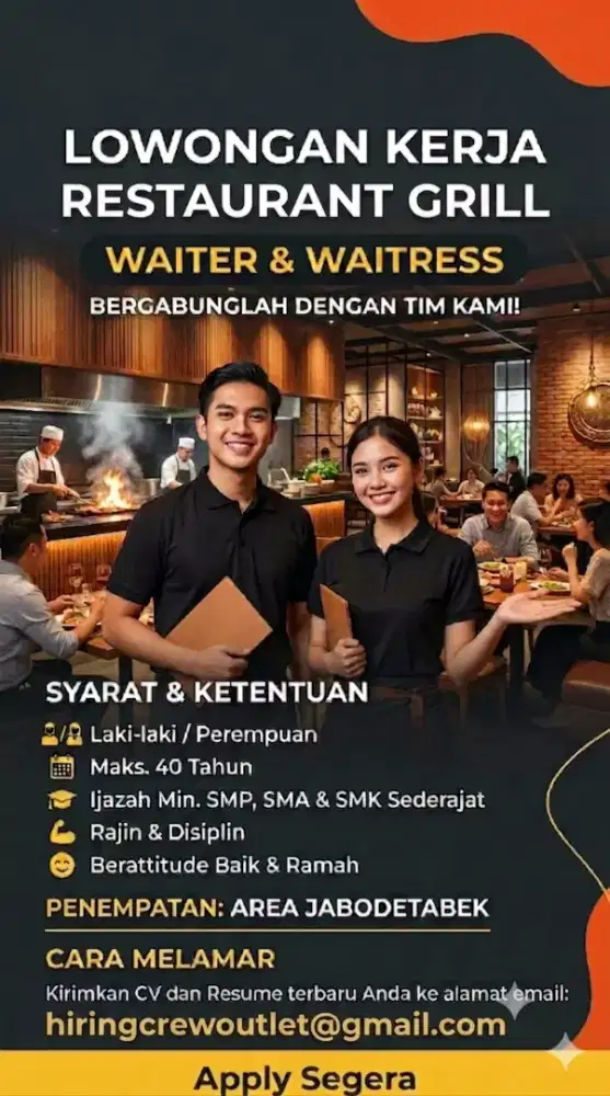 Butuh karyawan Crew cowok & cewek