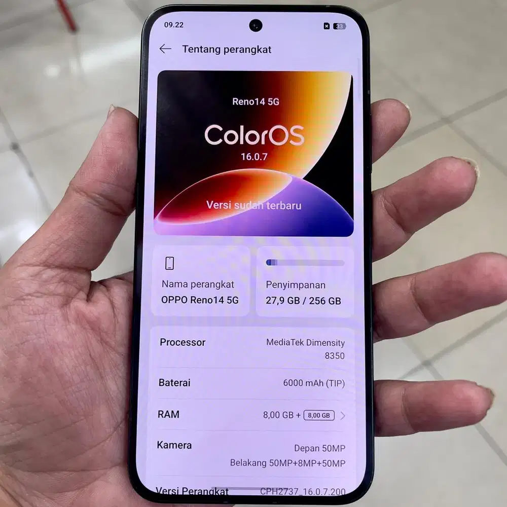 Oppo reno 14 ram 8 / 256 resmi fullset original garansi