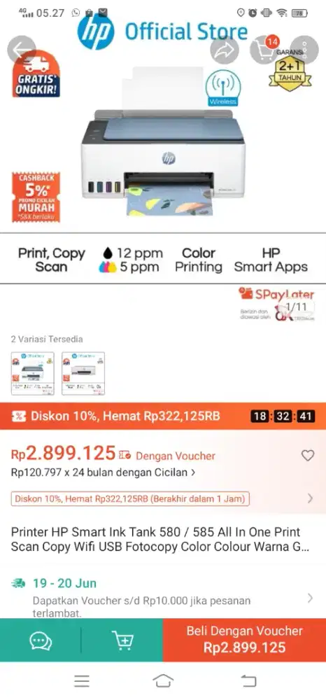 Hp smart 585 mati tiba2
