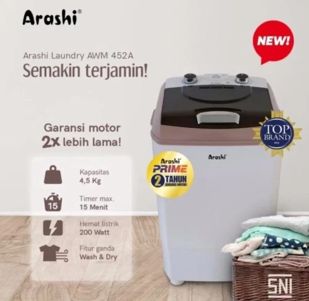 Di Jual Mesin Cuci Portable 4.5 kg Arashi AWM 451A Garansi Resmi