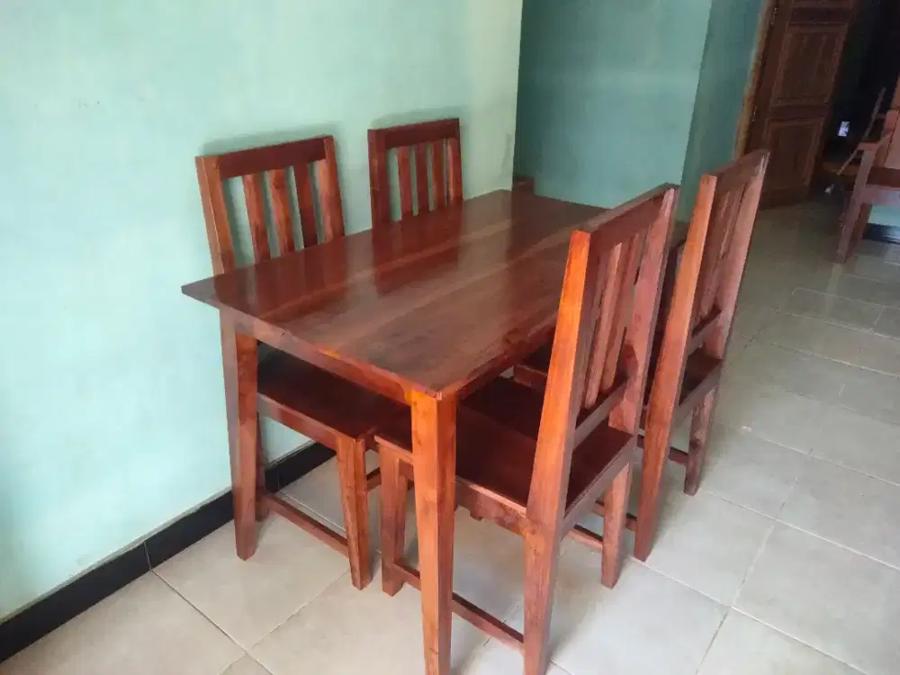 set meja kursi rumah makan kayu jati