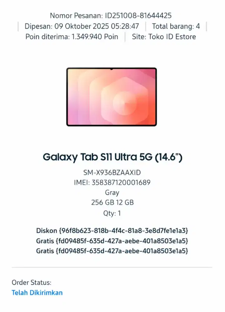 Samsung Galaxy Tab S11 Ultra 5G 12GB/256GB+Keyboard Slim Oril Like New