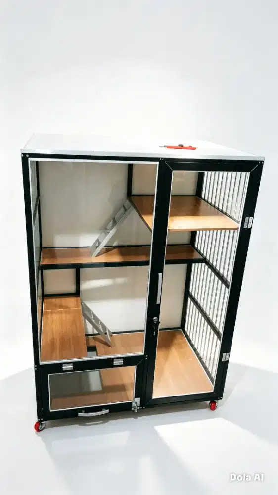 Kandang Kucing 2 Pintu Lebih Besar + Lampu LED