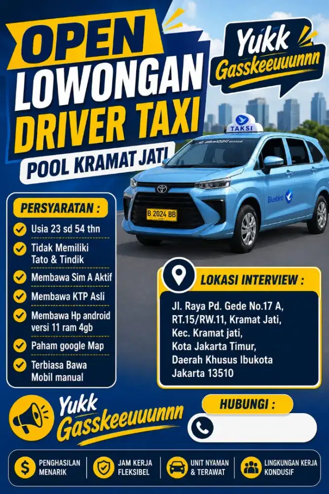 Dibutuhkan 20 Driver  untuk penambahan Unit