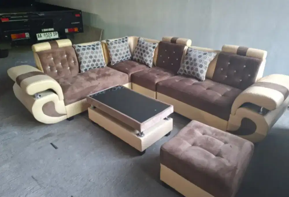 Sofa engkel satu cokelat cream