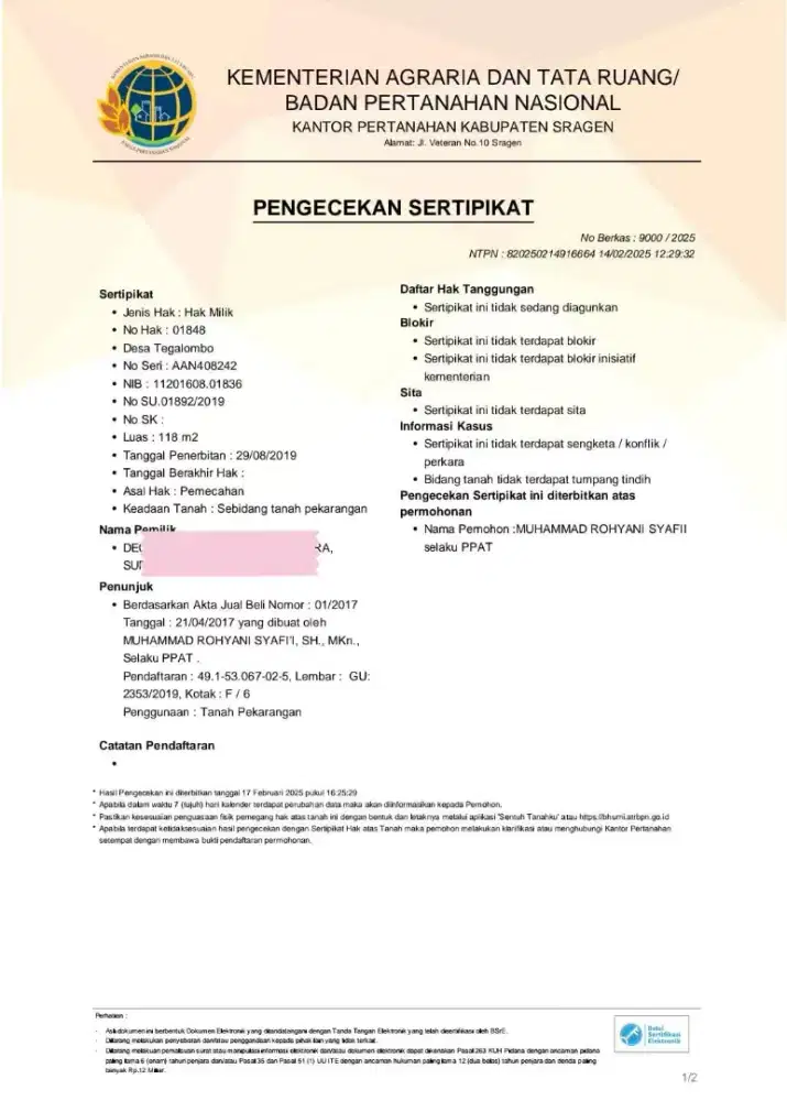 Tanah dijual cepat & murah