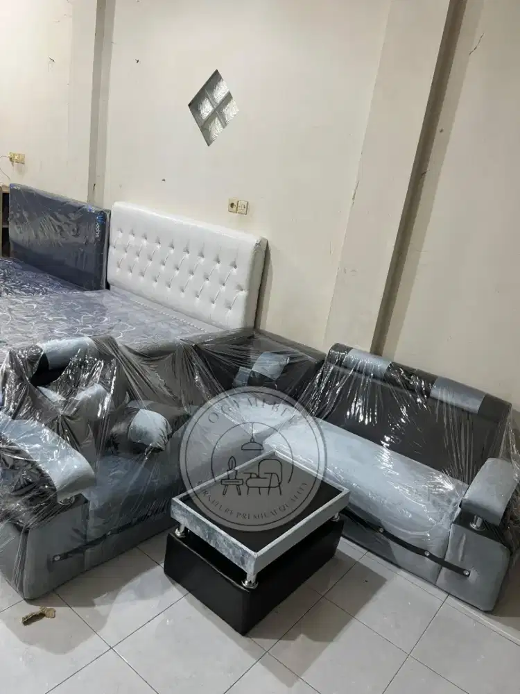 READY SOFA MINIMALIS L KOMBINASI KULIT BLUDRU TERMURAH