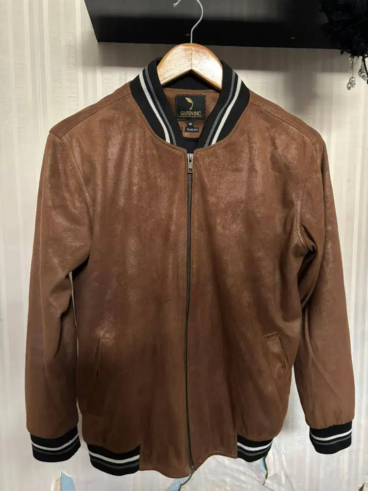 Jaket Bomber Kulit Coklat Guten Inc Size M