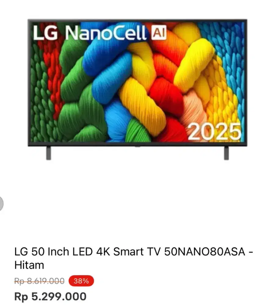 LG 50 INCH LED 4K SMART TV 50NANO80ASA