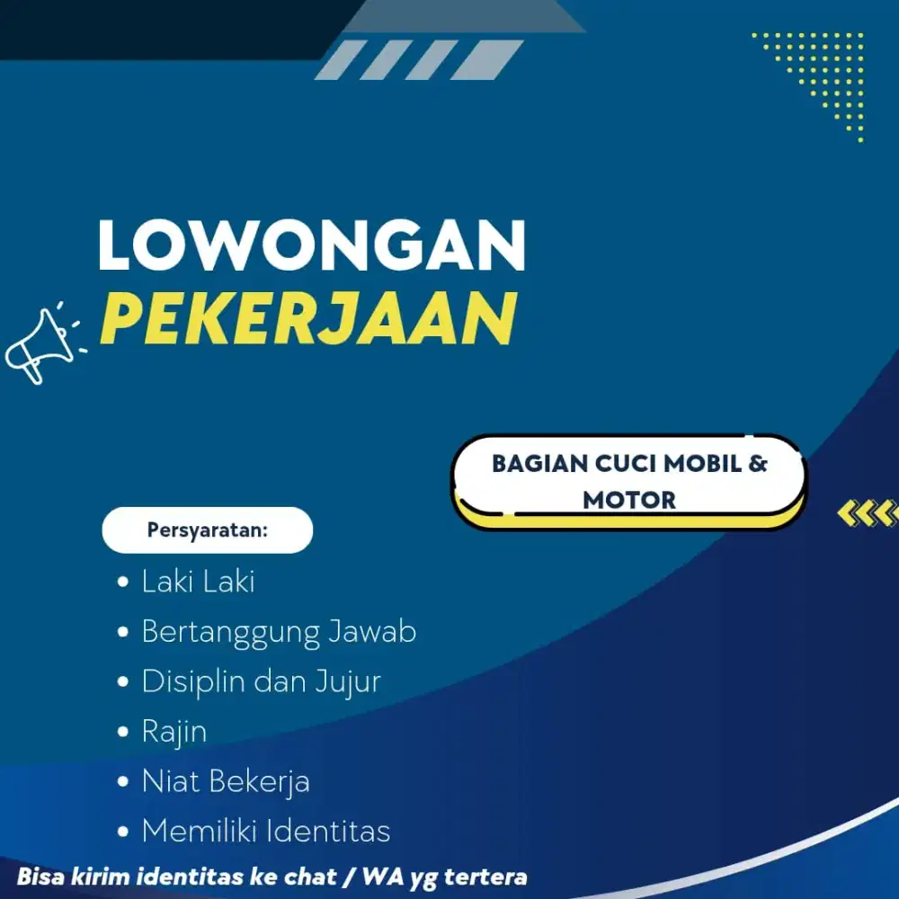 DIBUTUHKAN SEGERA TENAGA KERJA STEAM MOBIL DAN MOTOR