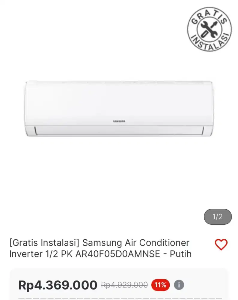 SAMSUNG AIR CONDITIONER 1/2PK