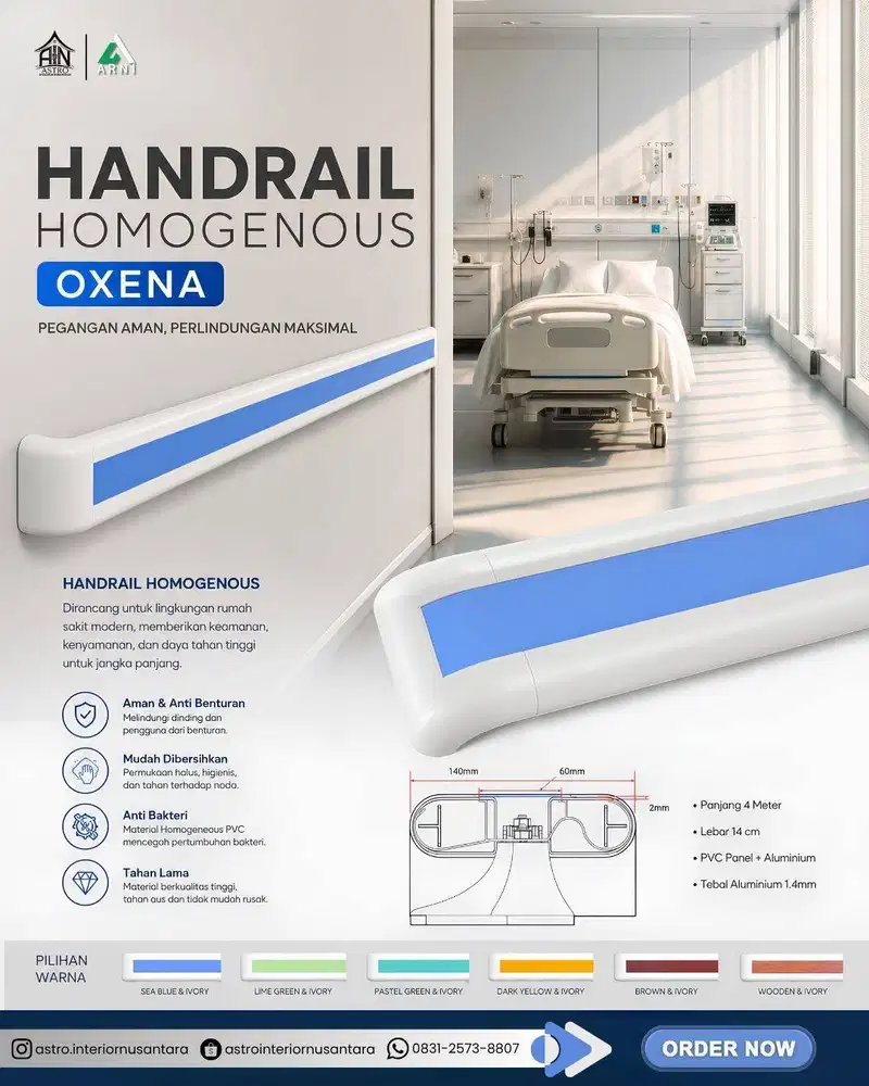 [OXENA] Handrail Rumah Sakit Handrail Homogeneus Anti Bakteri