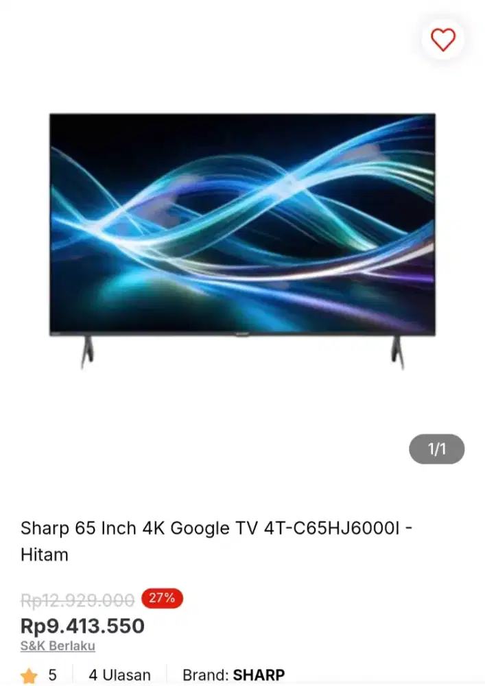 Sharp 65 Inch LED 4K Google TV