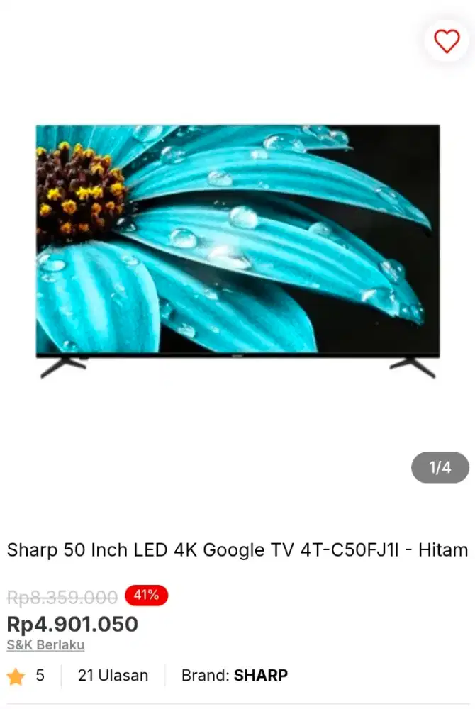 Sharp 50 Inch LED 4K Google TV