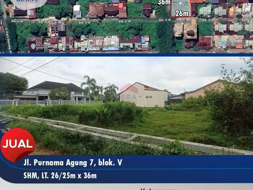 Tanah Luas Ideal Bangun Rumah Mewah atau Rumah Usaha Kost di Purnama Agung