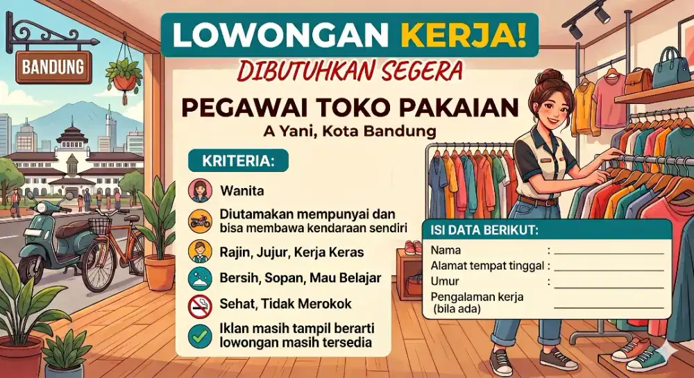 Dibutuhkan pegawai toko