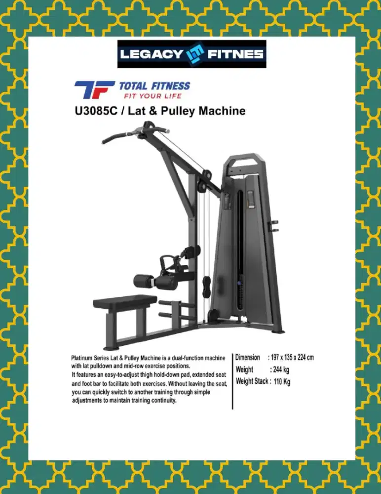 Alat fitnes Comercial Lat & Pulley Machine // UJT-658