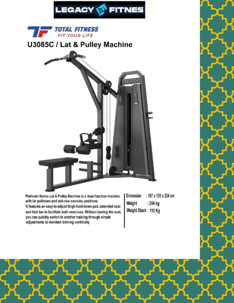 Alat fitnes Comercial Lat & Pulley Machine // UJT-658