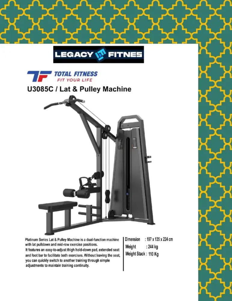 Alat fitnes Comercial Lat & Pulley Machine // UJT-658