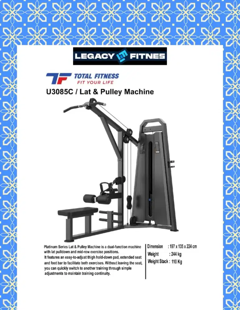 Alat fitnes Comercial Lat & Pulley Machine // UJT-658