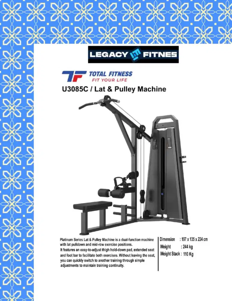 Alat fitnes Comercial Lat & Pulley Machine // UJT-658
