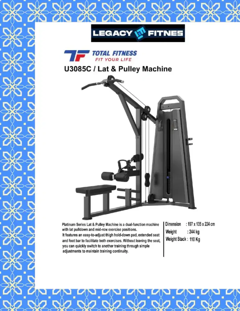 Alat fitnes Comercial Lat & Pulley Machine // UJT-658