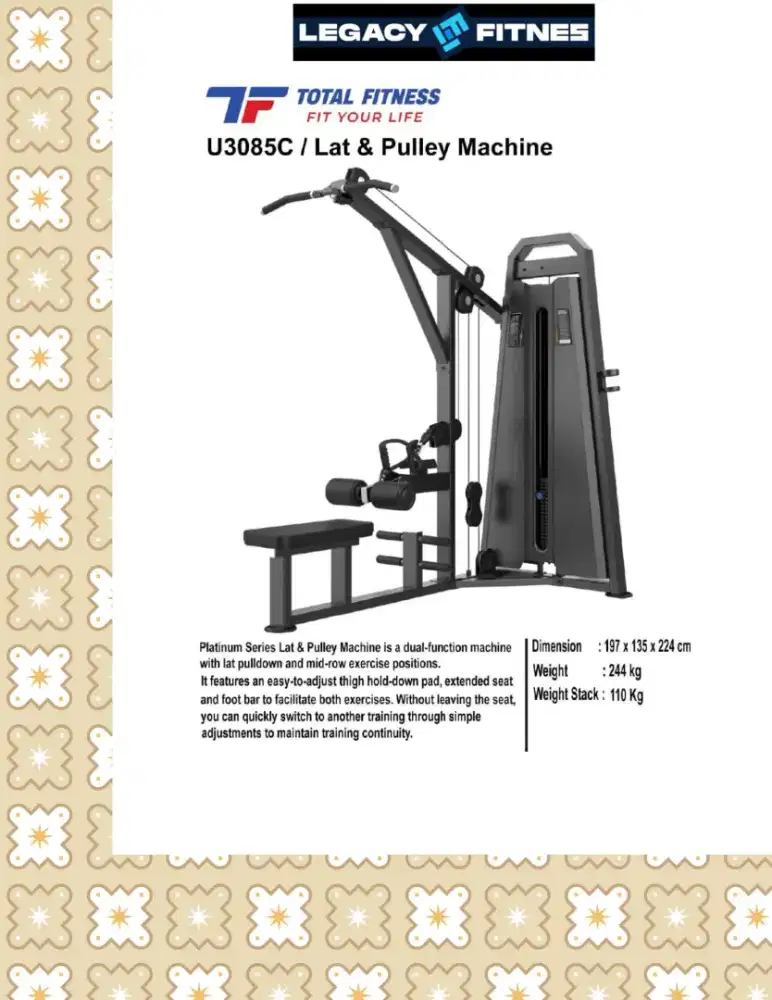 Alat fitnes Comercial Lat & Pulley Machine // UJT-658