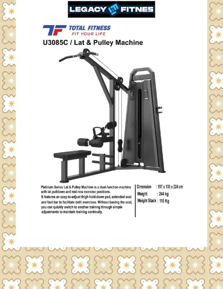 Alat fitnes Comercial Lat & Pulley Machine // UJT-658