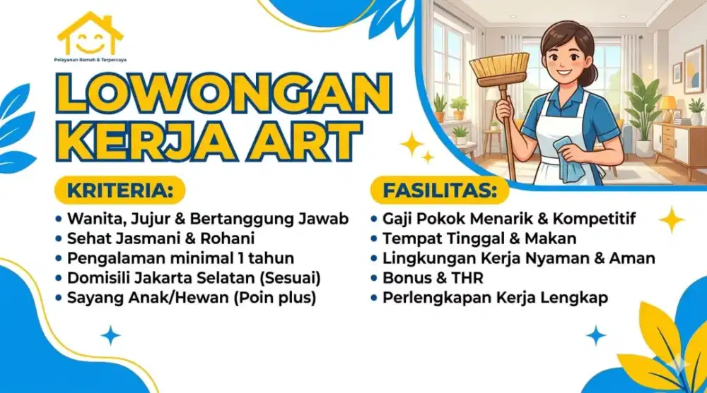 Butuh art pp atau nginep