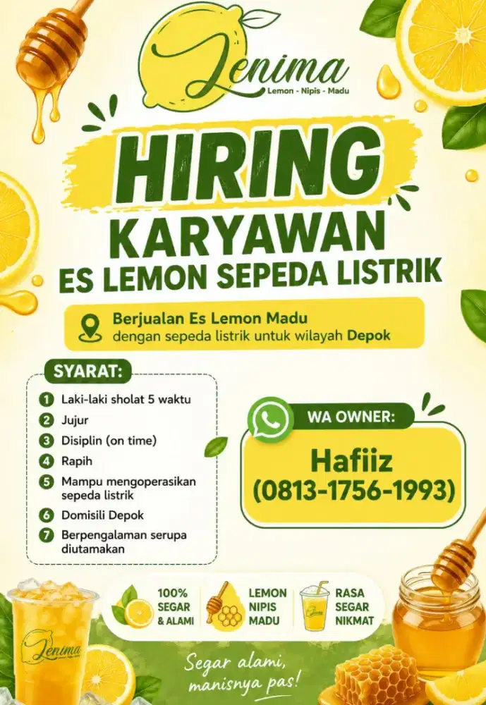 Lowogan kerja rider es lemon sepeda listrik