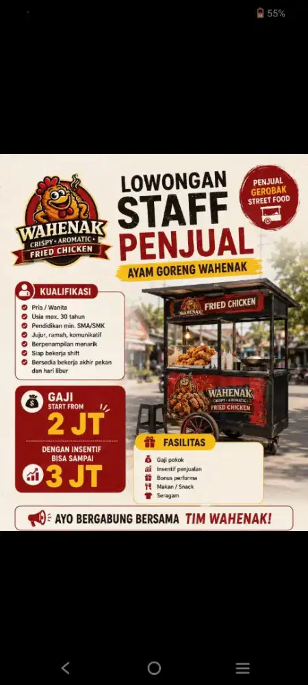 Staff penjual fried chicken