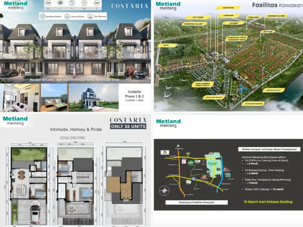 Costaria Metland Menteng Jakarta Timur (American Style) by Metropolitan Land - DP 169 Jt