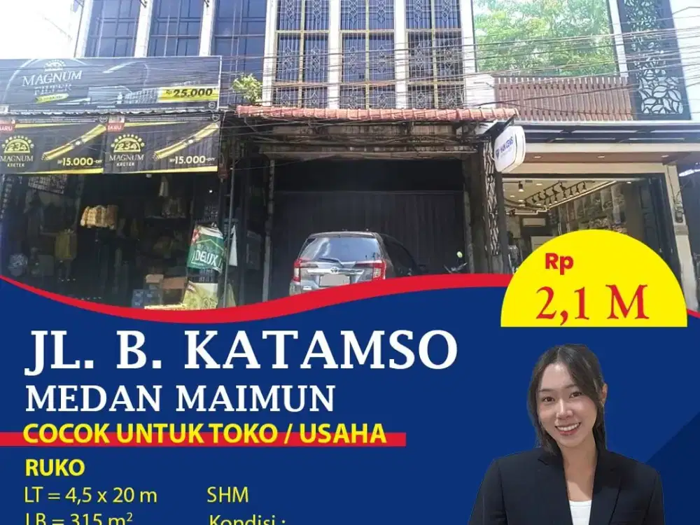Ruko 3,5 Lantai SHM di Jl. Brigjen Katamso Medan Maimun