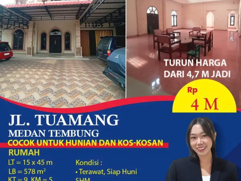 Rumah Mewah 3 Lantai LT 675 M² di Jl Tuamang Medan Tembung