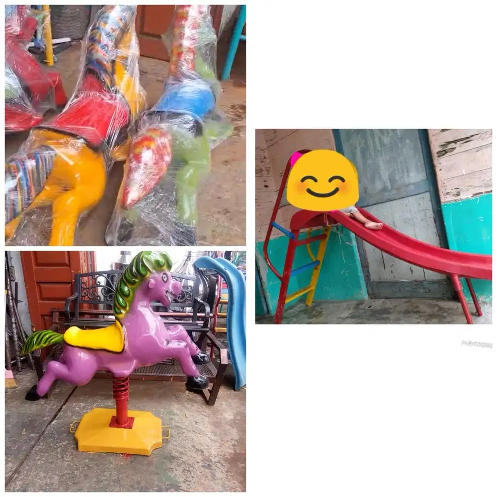 Perosotan, ayunan, jungkat jungkit, playground, mangkok putar, mainan
