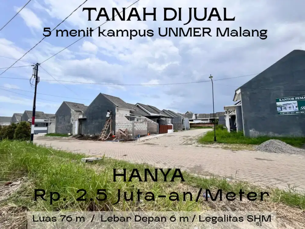 5 Menit Cyber Mall Dieng Malang Tanah Malang Cocok Dibangun Rumah SHM