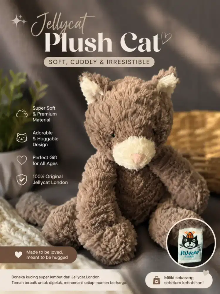 Boneka Kucing Jellycat Original London