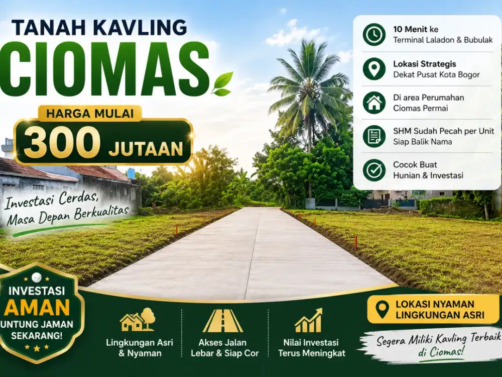 Kavling Murah Dalam Perumahan, SHM Siap Balik Nama