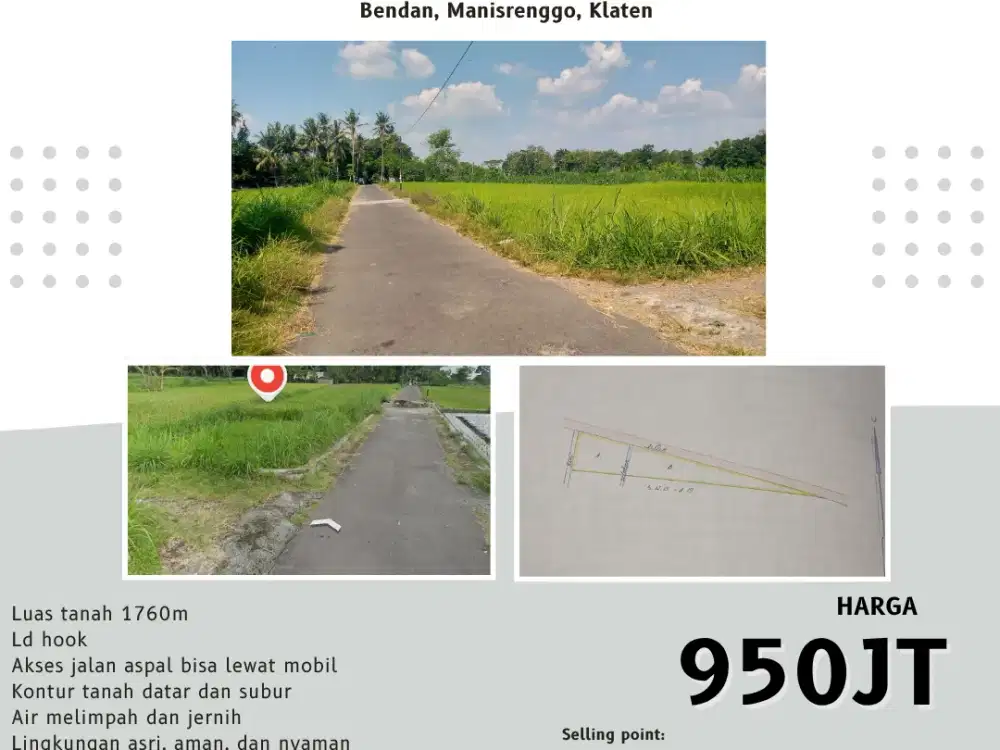 SAWAH DIJUAL AREA BENDAN, MANISRENGGO, KLATEN