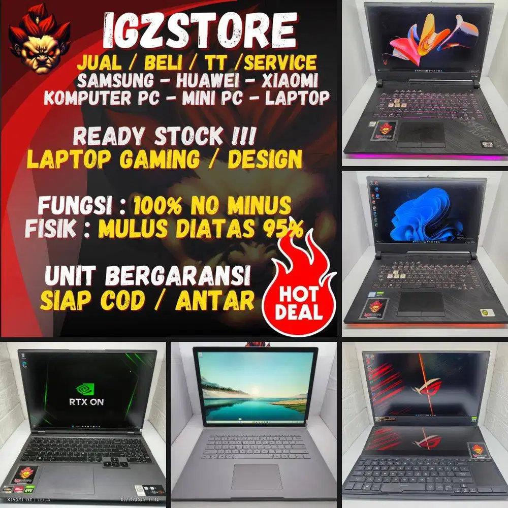 Mulai 5jt+ !! Laptop Gaming / Laptop Design Asus Acer HP Dell Macbook