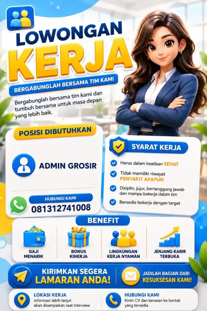 Lowongan kerja untuk admin grosir atau sales marketing