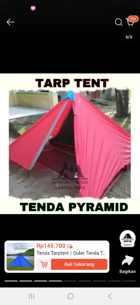 Dijual iner tend/tarp tend/tenda bivak 1 orang harga 85 rb